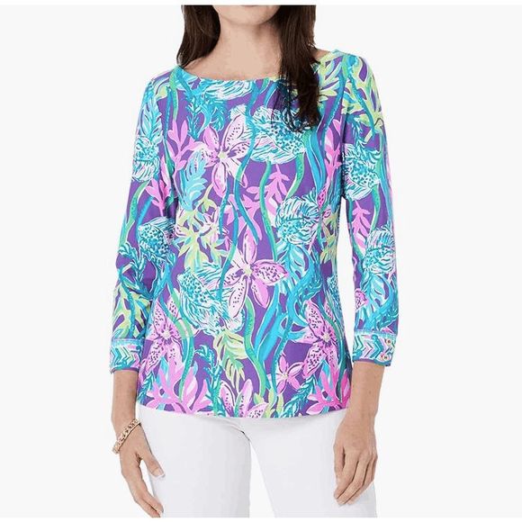 Lilly Pulitzer NWOT Everlynn UPF 50+ Top, Pigment Purple, Size Small, MSRP $138 - Picture 1 of 11